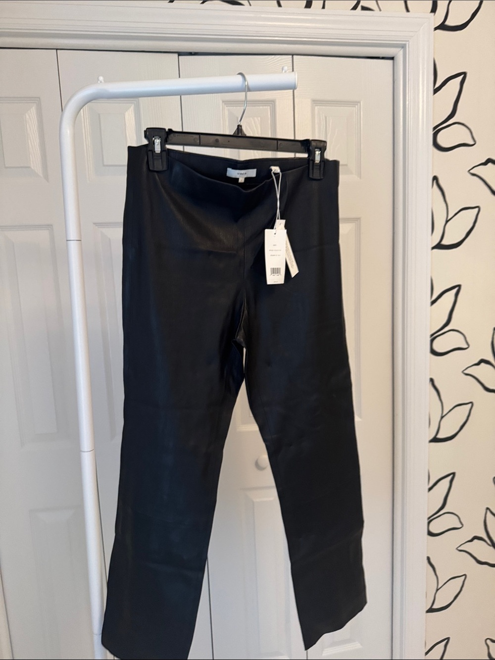 Vince Black Straight-Leg Faux Leather Jeans